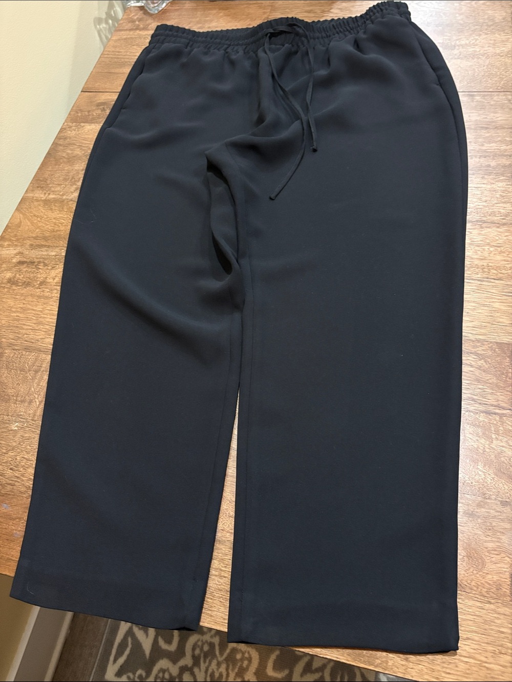 Talbots Eastport Black Drawstring Tie Waist Relaxed Pull on Pant XLP.